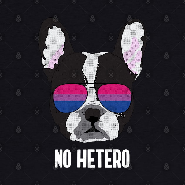 NO HETERO - Boston Terrier Dog Bi Bisexual Pride Flag by NightField